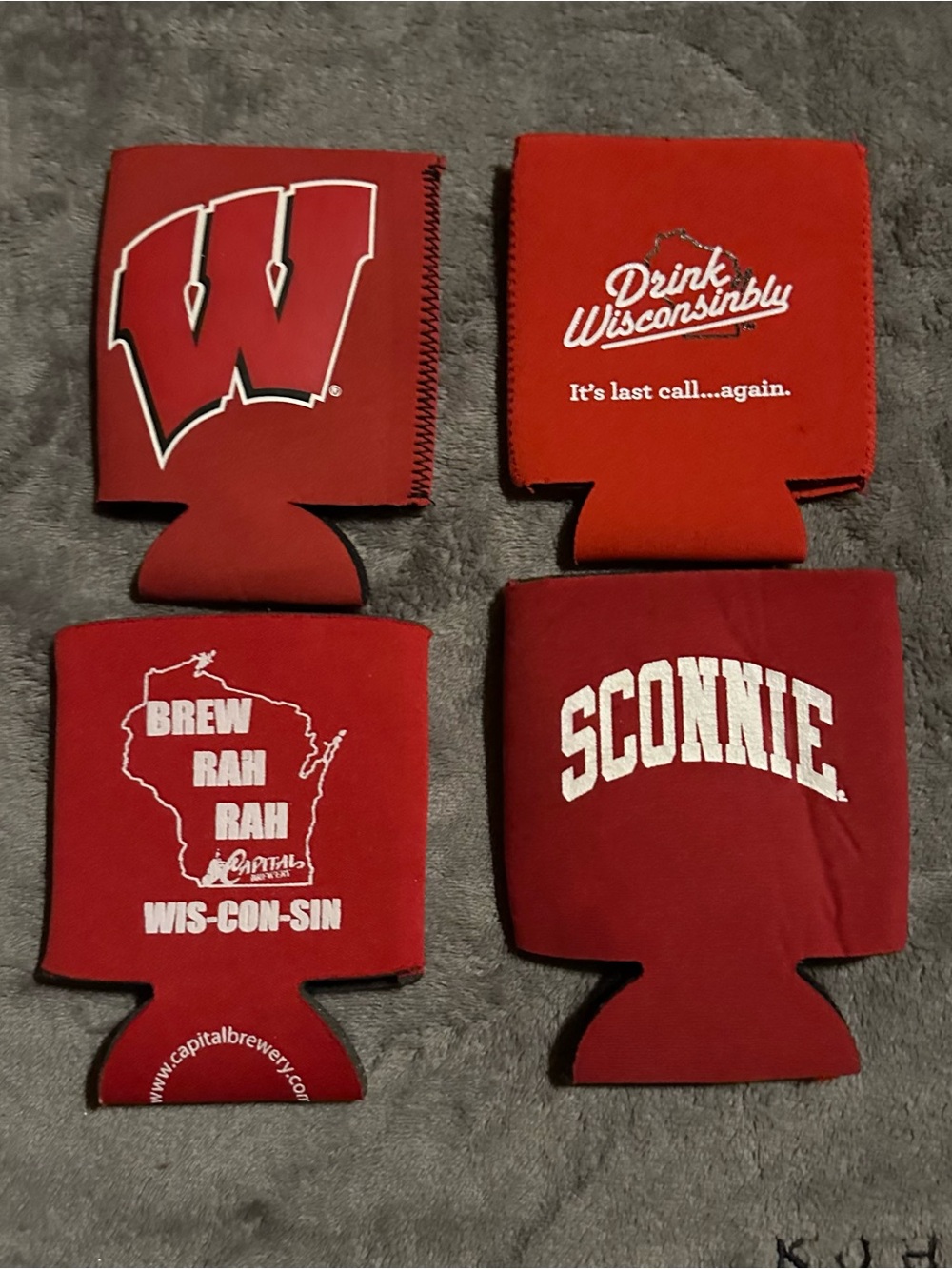 Vintage Wisconsin 4Coozie Lot Badgers Sconnie Capital Brewery Drink Wisconsinbly
